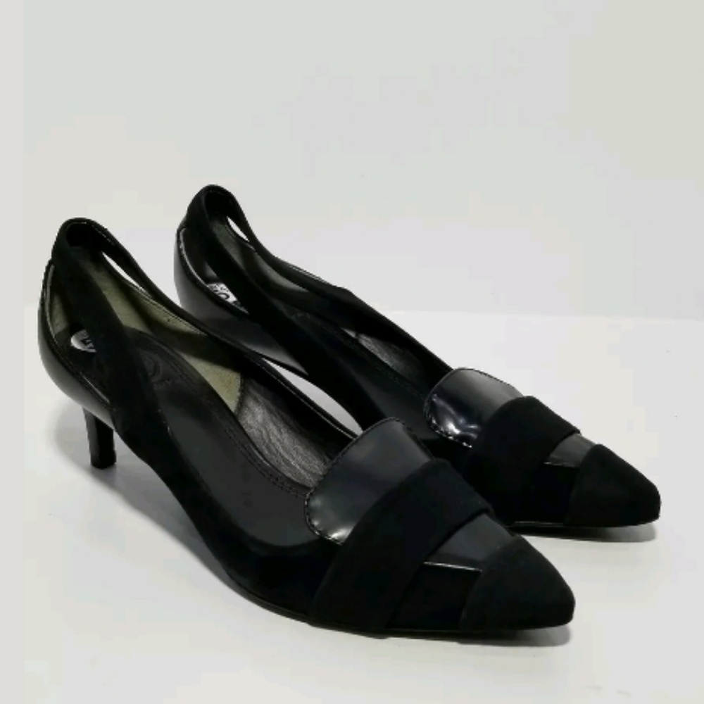 TORY BURCH Women's black leather/ suede heels